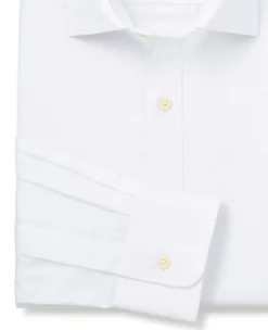 White Fine Herringbone Cotton Slim Fit Formal Shirt - Single Cuff