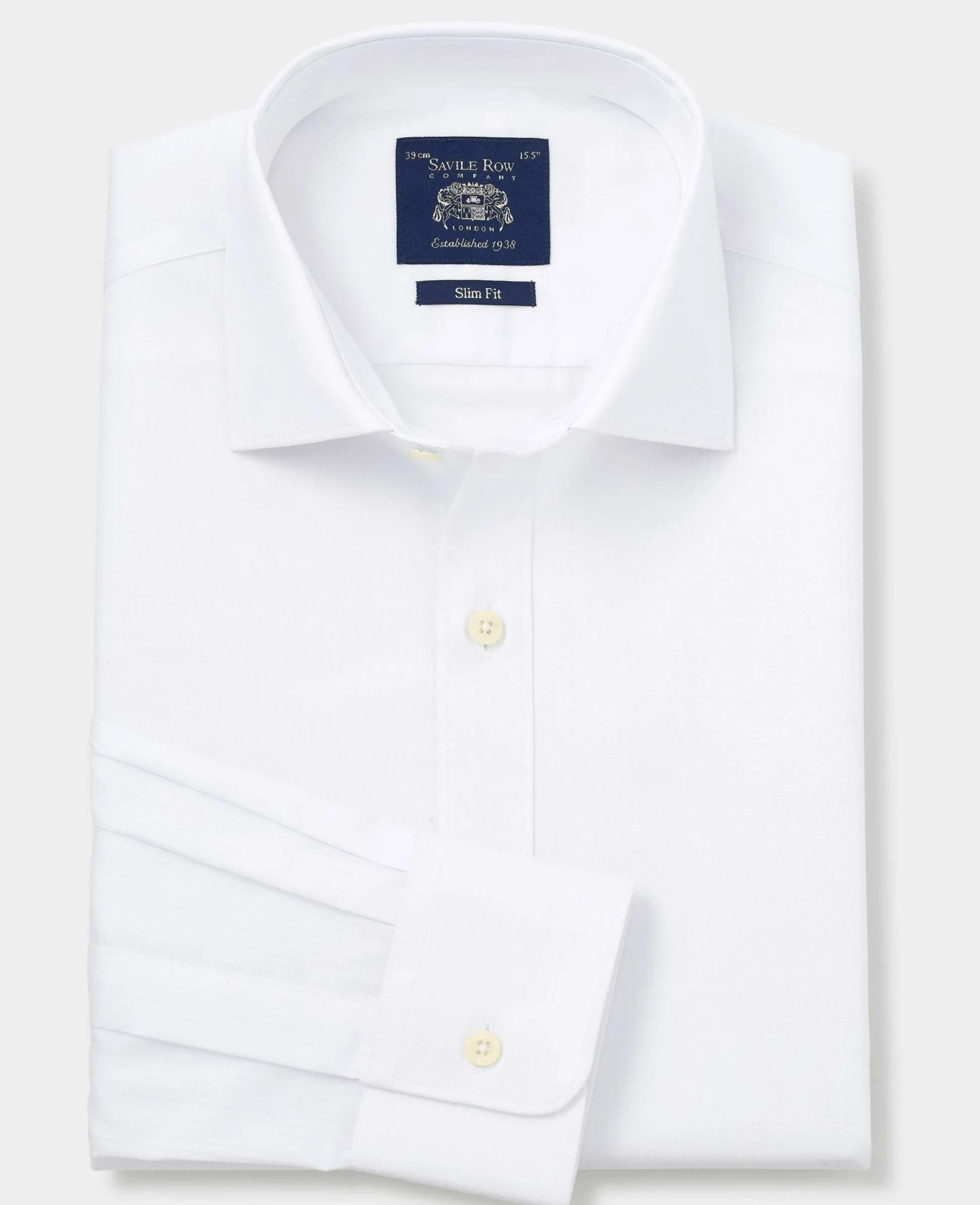 White Fine Herringbone Cotton Slim Fit Formal Shirt - Single Cuff