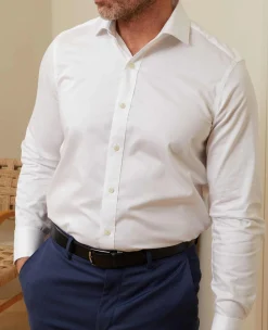 White Fine Twill Slim Fit Formal Shirt - Single or Double Cuff