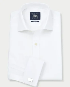 White Fine Twill Slim Fit Formal Shirt - Single or Double Cuff