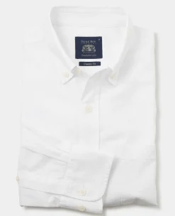 White Linen-Blend Classic Fit Casual Shirt