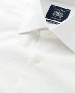 White Marcella Bib Front Classic Fit Dress Formal Shirt - Double Cuff