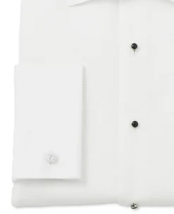 White Marcella Bib Front Slim Fit Evening Double Cuff Formal Shirt