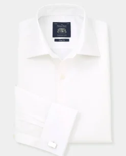 White Marcella Bib Front Slim Fit Evening Double Cuff Formal Shirt