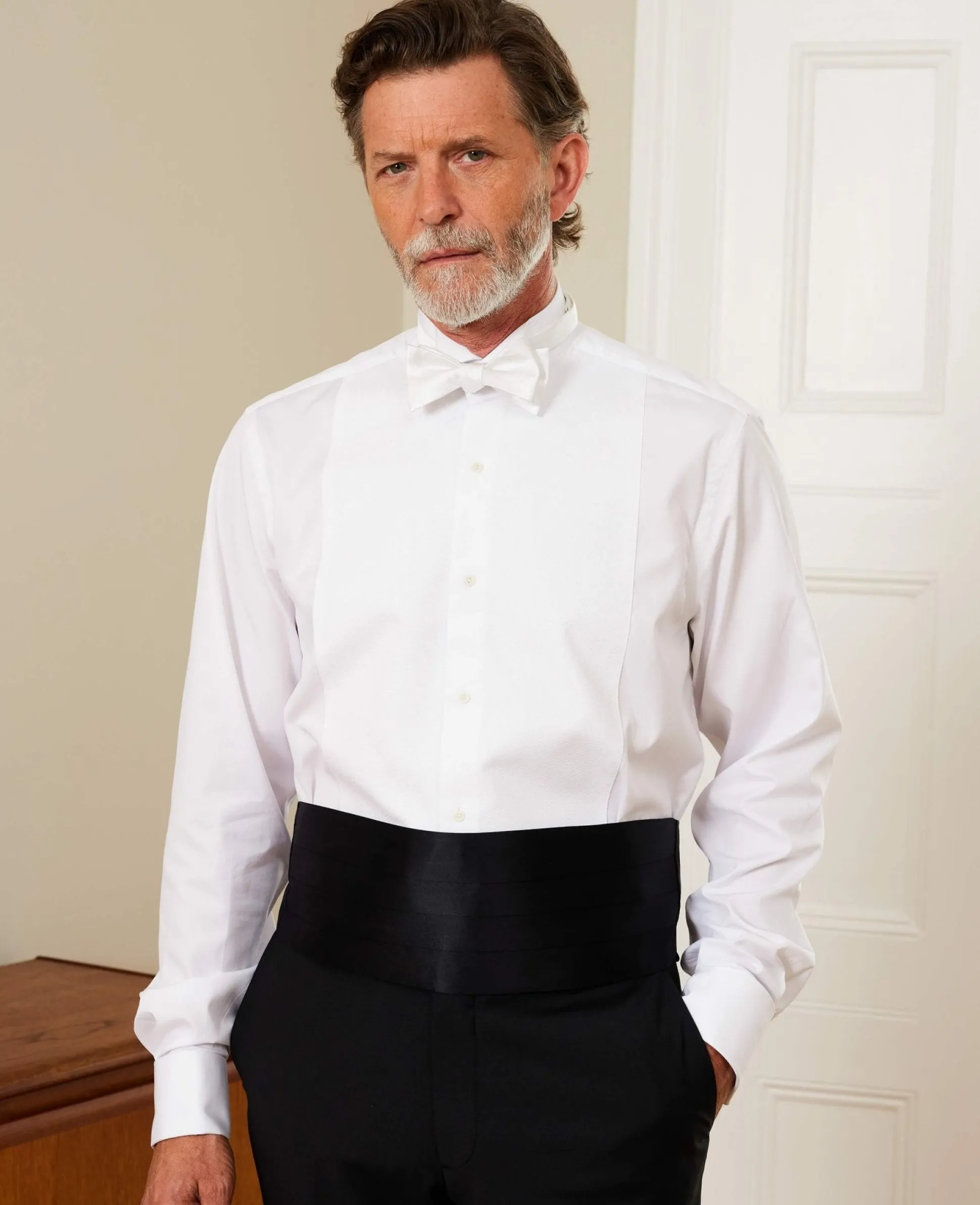 White Marcella Wing Collar Classic Fit Dress Shirt - Double Cuff