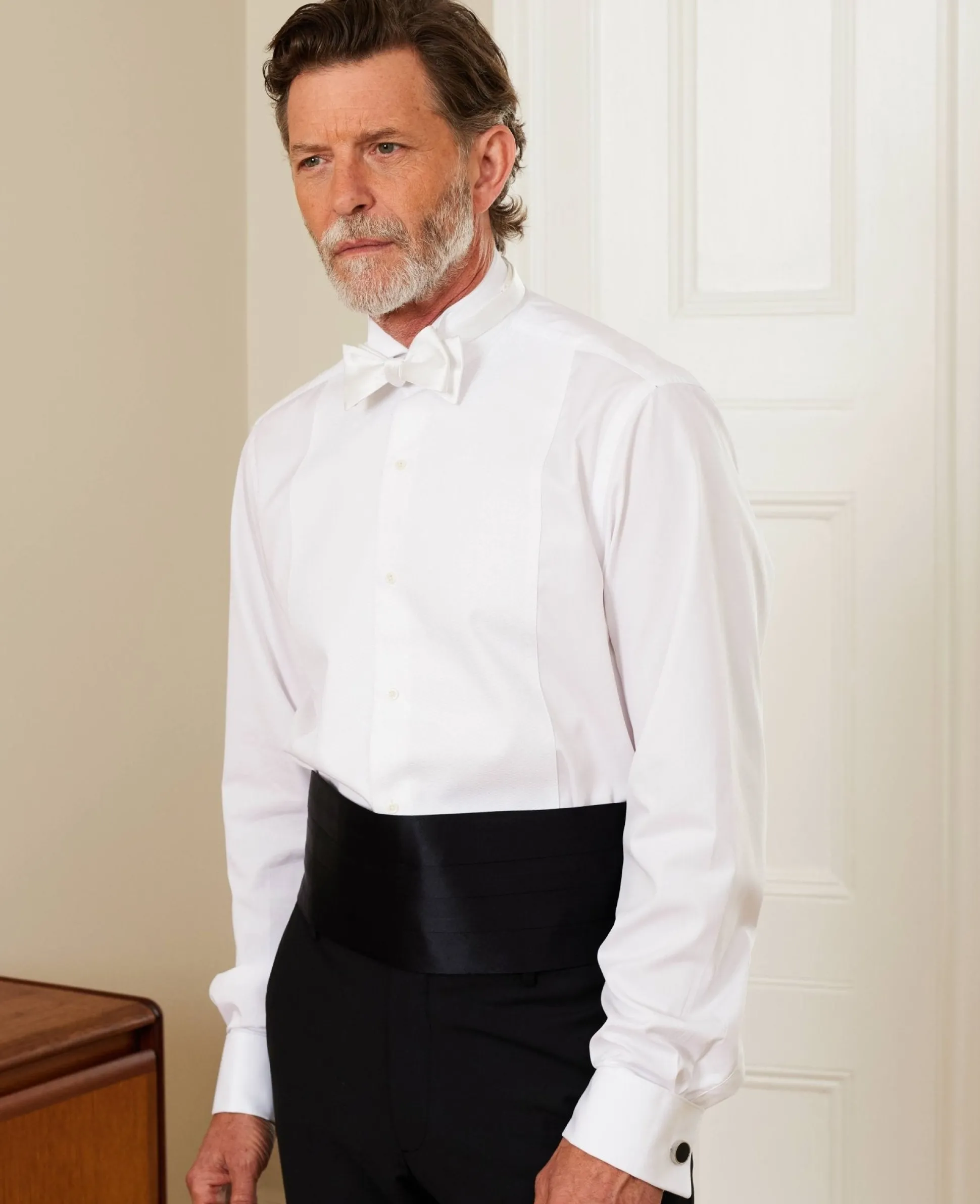 White Marcella Wing Collar Classic Fit Dress Shirt - Double Cuff