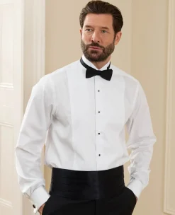 White Marcella Wing Collar Classic Fit Dress Shirt - Double Cuff