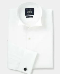 White Marcella Wing Collar Classic Fit Dress Shirt - Double Cuff