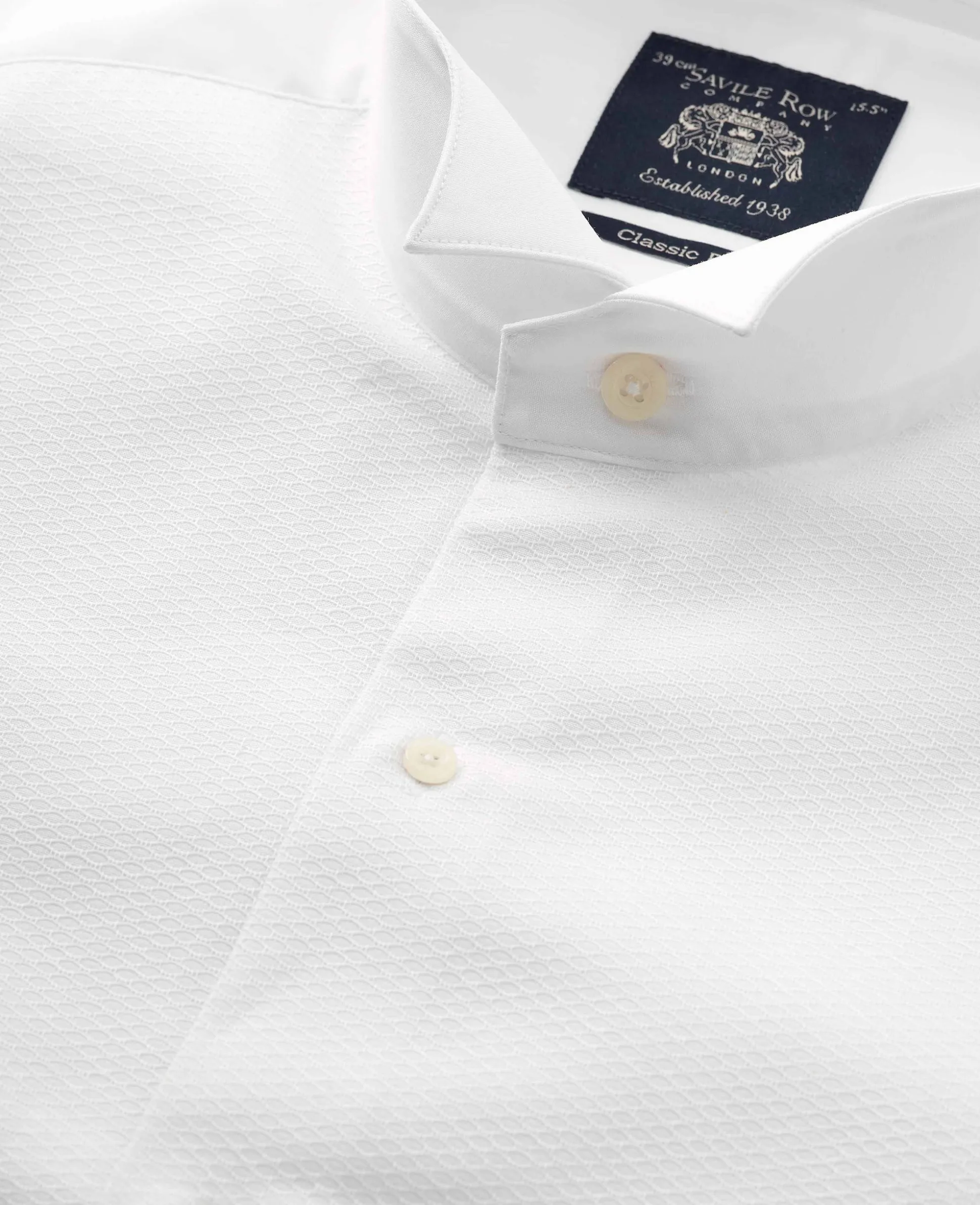 White Marcella Wing Collar Classic Fit Dress Shirt - Double Cuff