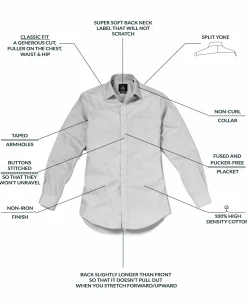 White Micro Dobby Classic Fit Non-Iron Formal Shirt - Single Cuff