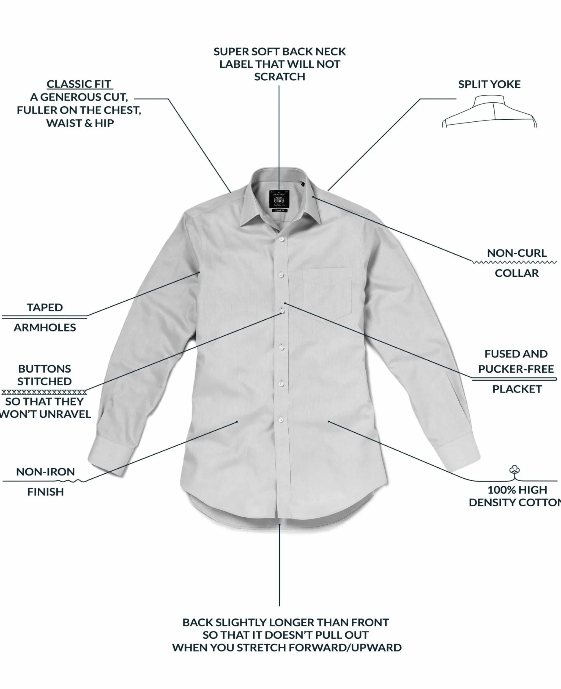 White Micro Dobby Classic Fit Non-Iron Formal Shirt - Single Cuff