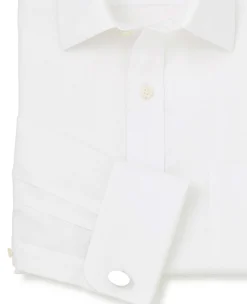 White Pinpoint Cotton Classic Fit Non-Iron Shirt - Double Cuff