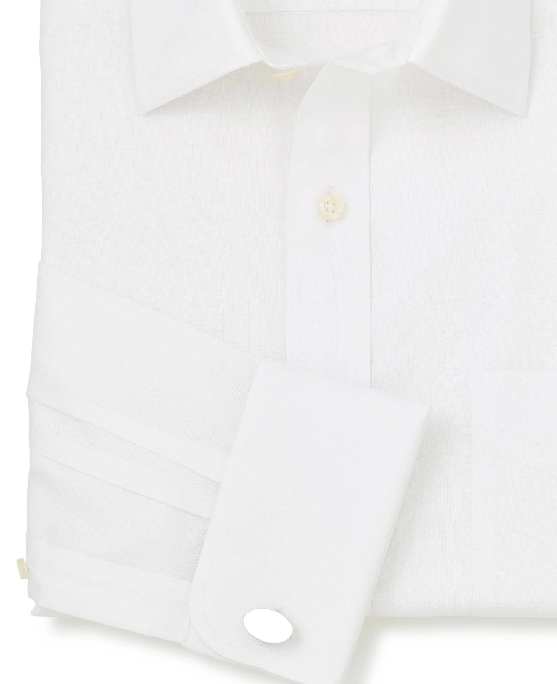 White Pinpoint Cotton Classic Fit Non-Iron Shirt - Double Cuff