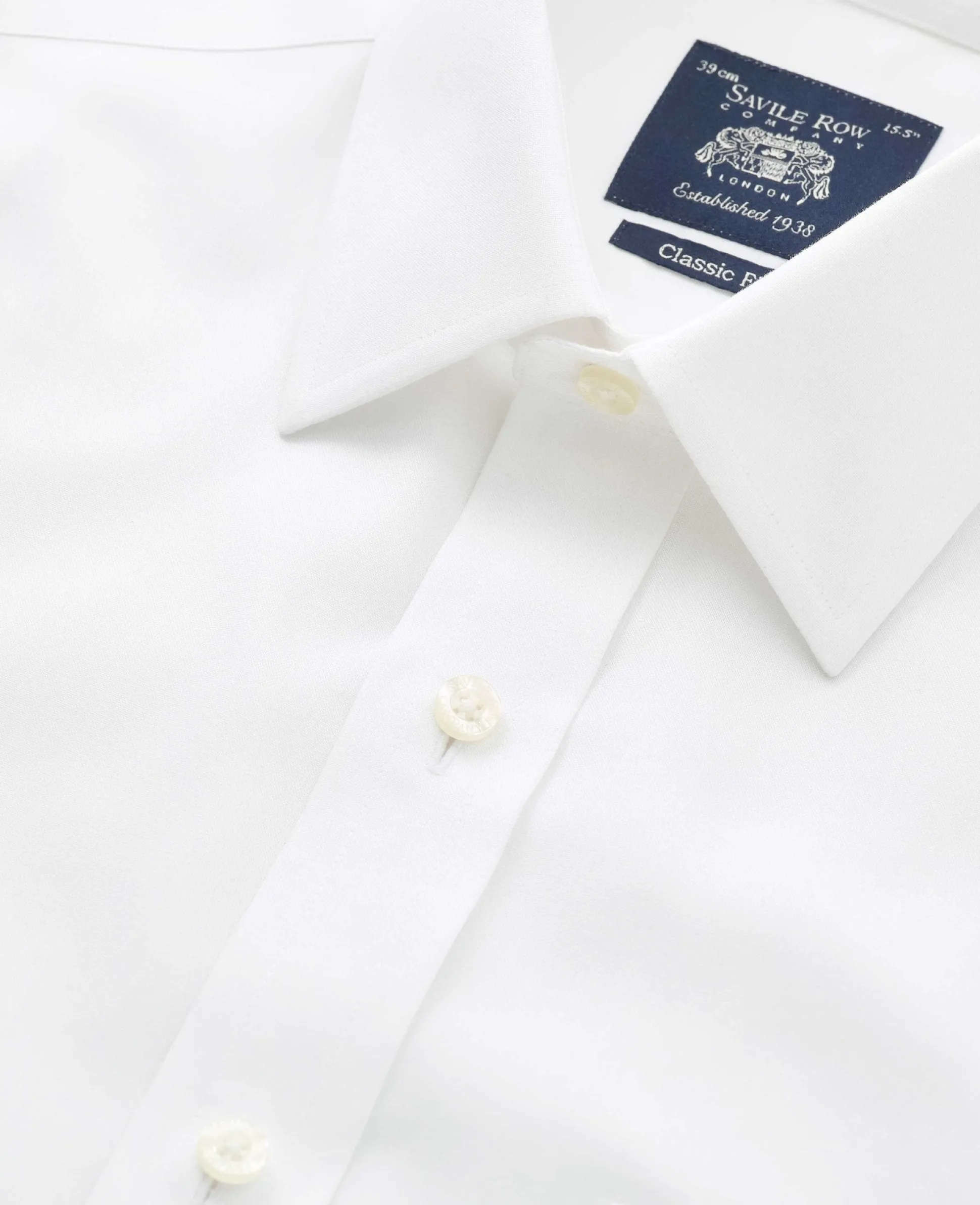 White Pinpoint Cotton Classic Fit Non-Iron Shirt - Double Cuff