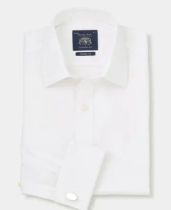 White Pinpoint Cotton Classic Fit Non-Iron Shirt - Double Cuff
