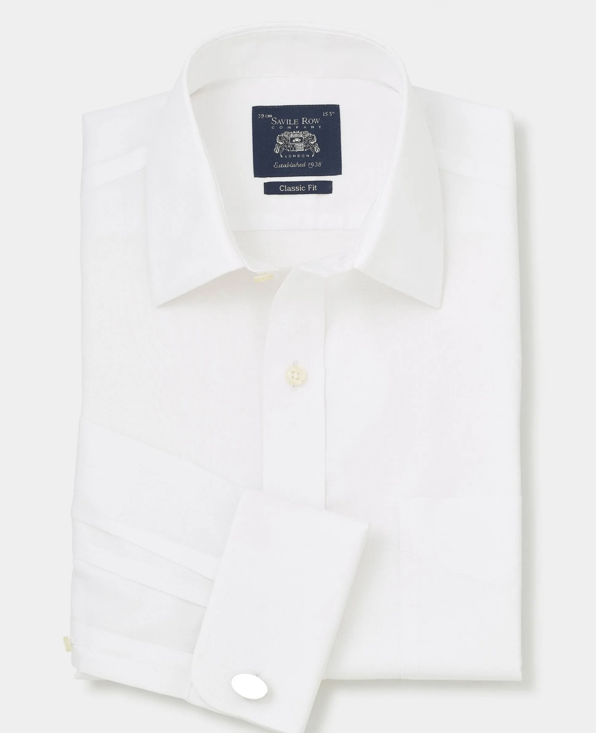 White Pinpoint Cotton Classic Fit Non-Iron Shirt - Double Cuff