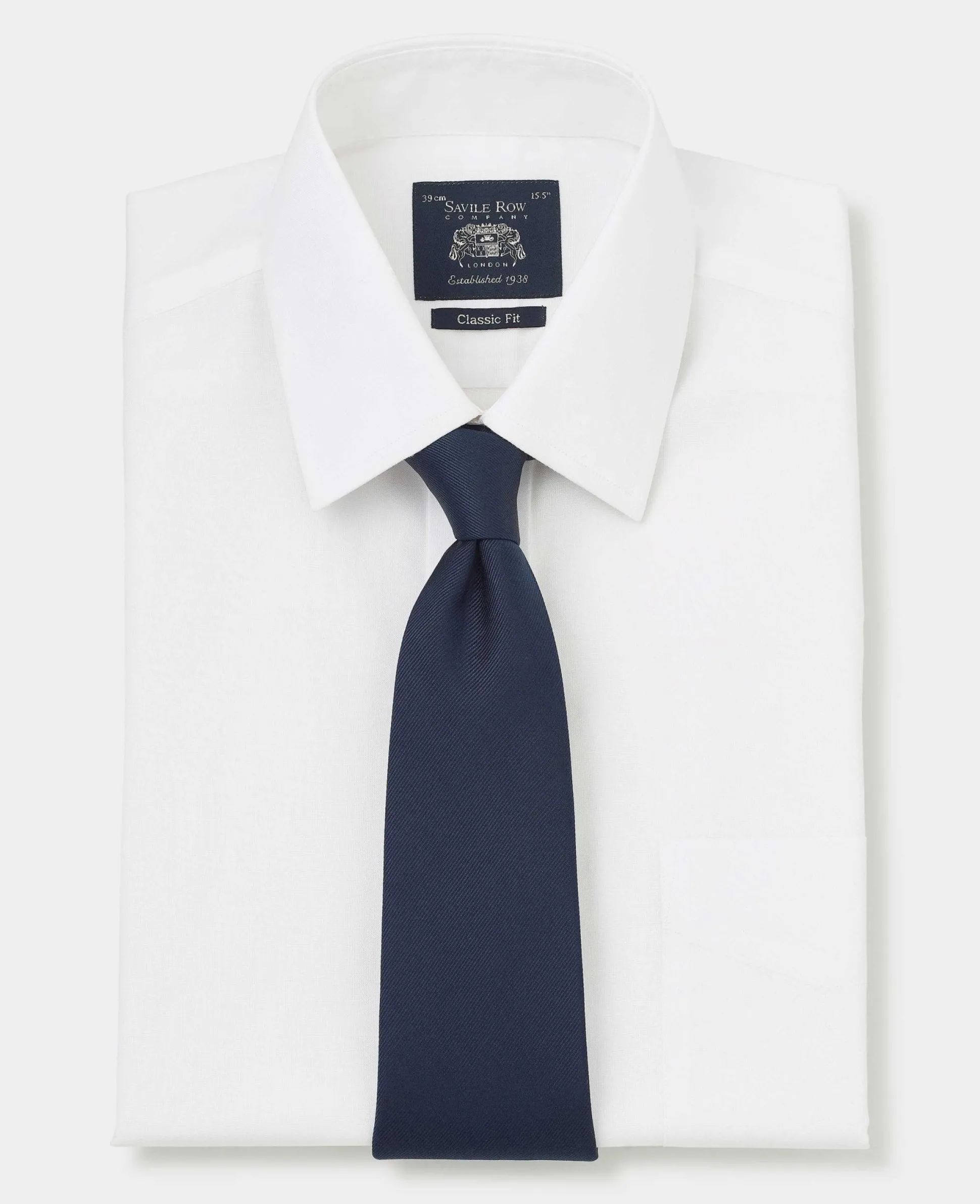 White Pinpoint Cotton Classic Fit Non-Iron Shirt - Double Cuff