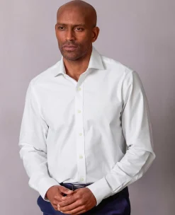 White Pinpoint Cotton Classic Fit Formal Shirt - Single Cuff