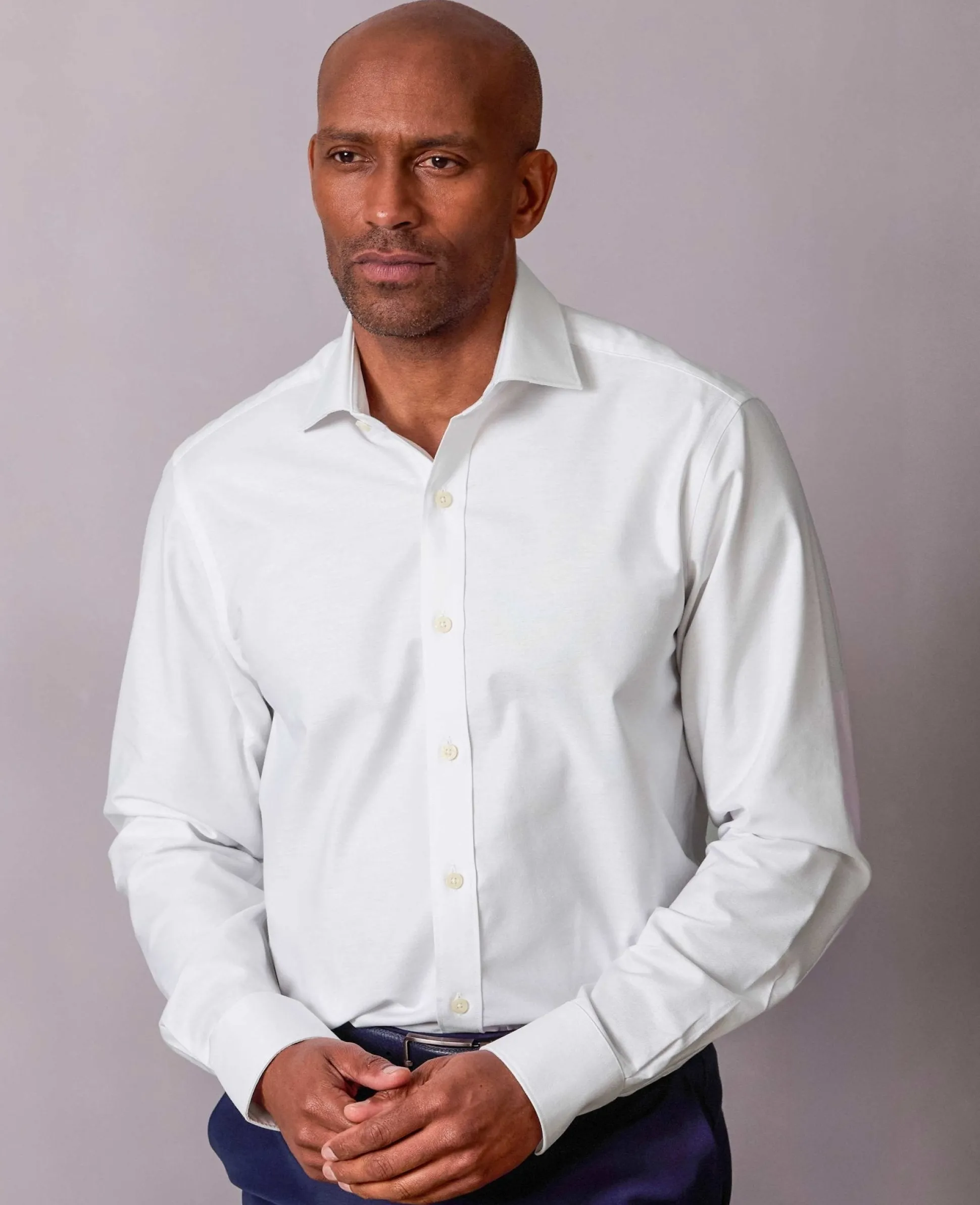 White Pinpoint Cotton Classic Fit Formal Shirt - Single Cuff