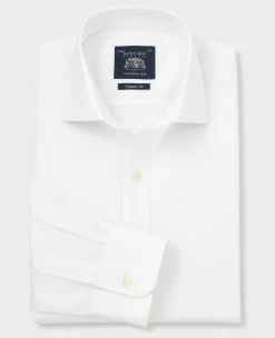 White Pinpoint Cotton Classic Fit Formal Shirt - Single Cuff
