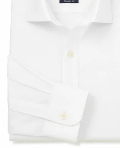White Pinpoint Cotton Classic Fit Formal Shirt - Single Cuff
