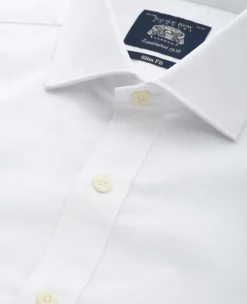 White Pinpoint Cotton Slim Fit Formal Shirt - Single Cuff