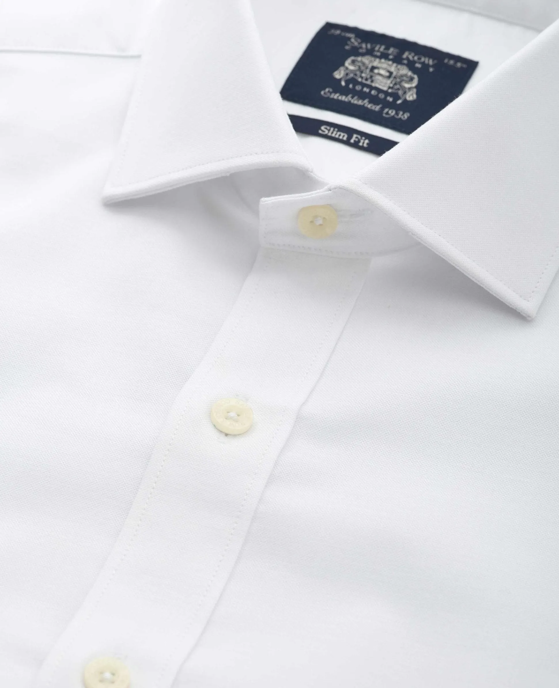 White Pinpoint Cotton Slim Fit Formal Shirt - Single Cuff