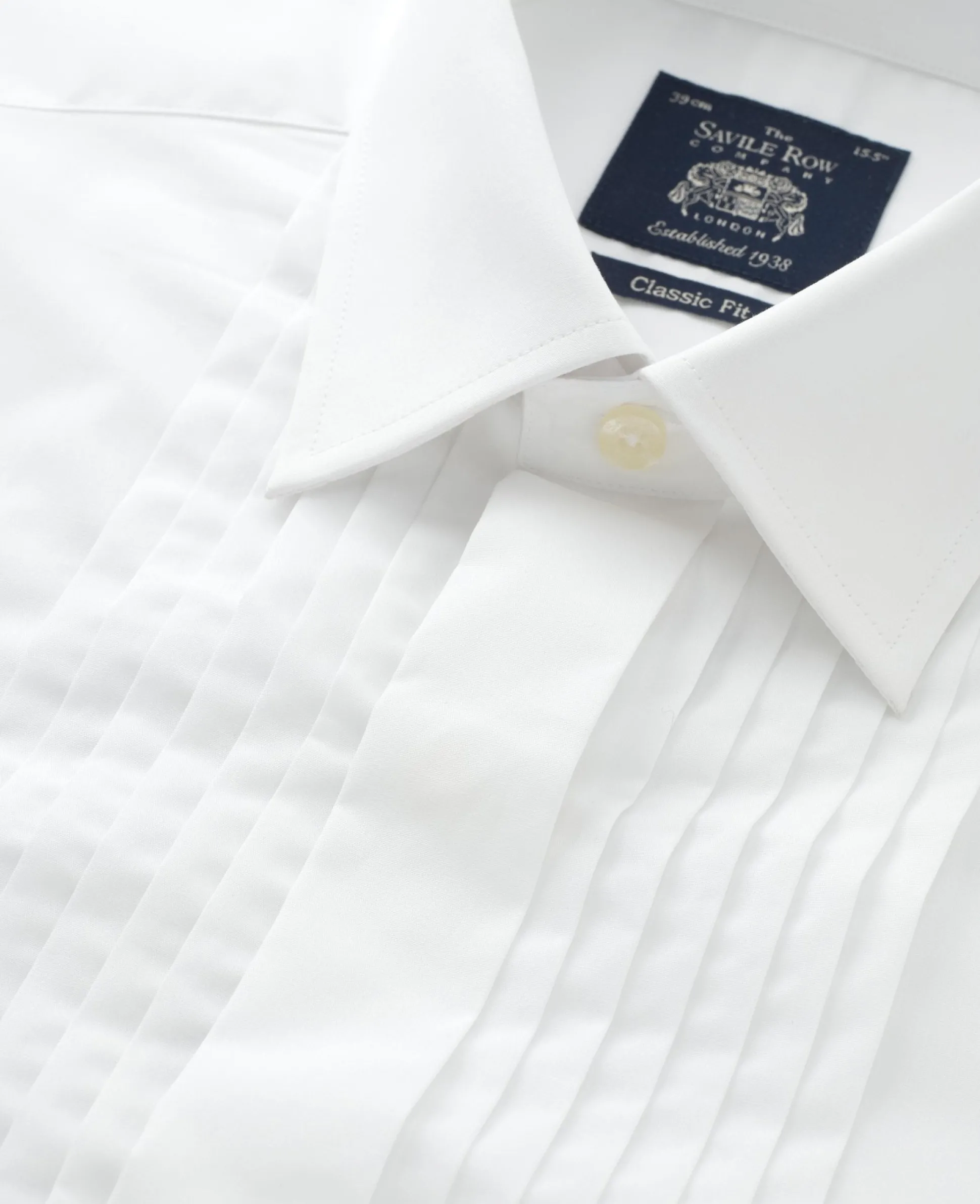 White Pleated Front Classic Fit Dress Formal Shirt - Double Cuff
