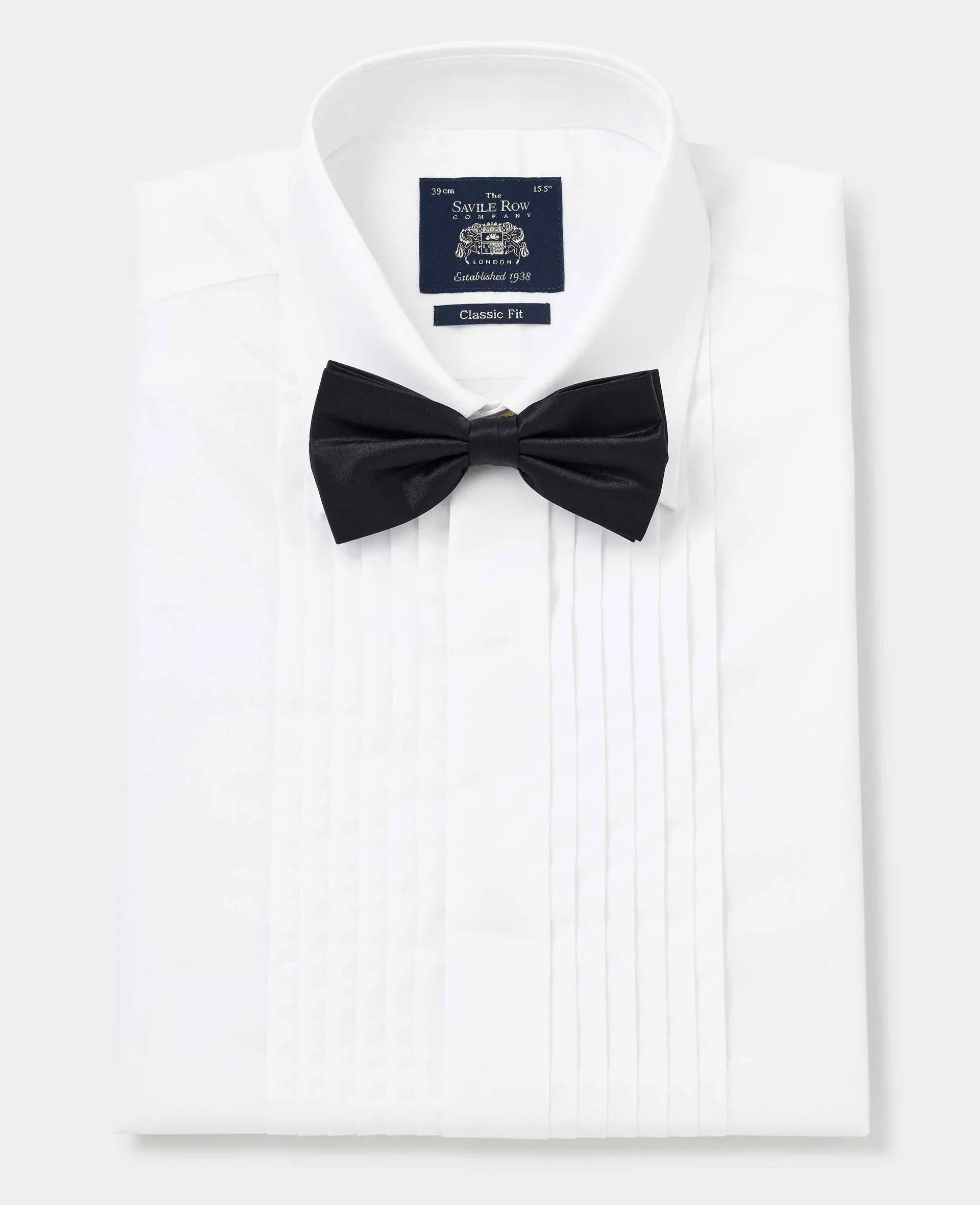White Pleated Front Classic Fit Dress Formal Shirt - Double Cuff