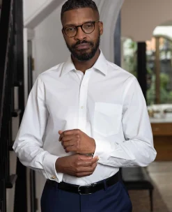 White Poplin Classic Fit Formal Shirt - Single or Double Cuff