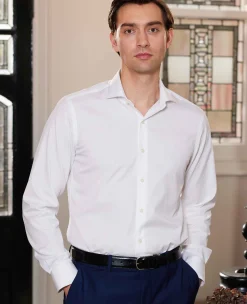 White Poplin Slim Fit Formal Shirt - Single Cuff