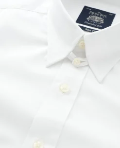 White Poplin Tab Collar Formal Shirt Slim Fit - Single Cuff