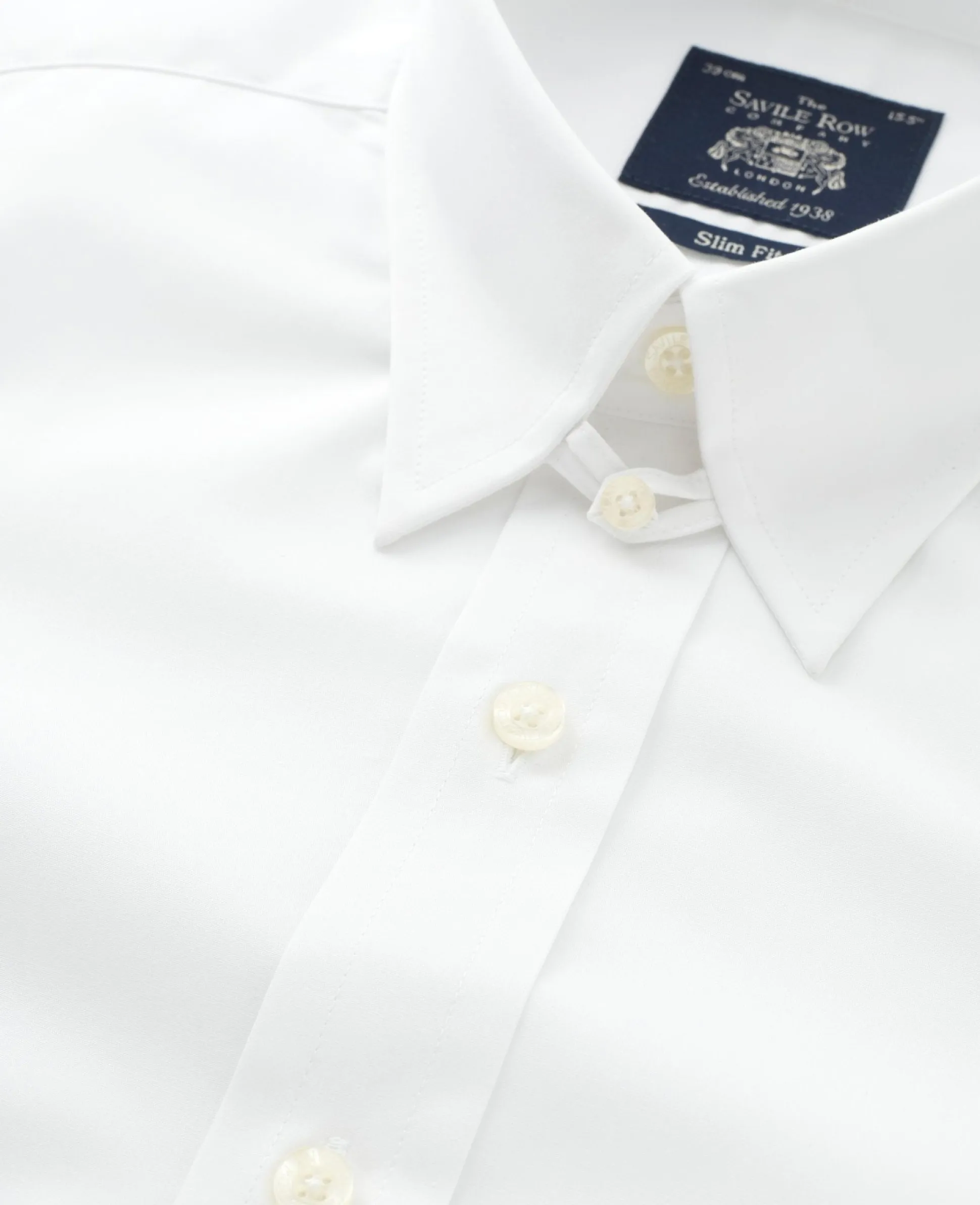 White Poplin Tab Collar Formal Shirt Slim Fit - Single Cuff