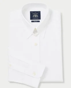 White Poplin Tab Collar Formal Shirt Slim Fit - Single Cuff