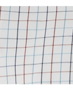 White Red Cotton Tattersall Check Slim Fit Formal Shirt - Single Cuff