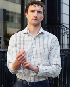 White Red Cotton Tattersall Check Slim Fit Formal Shirt - Single Cuff