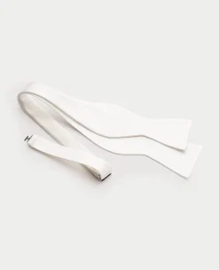 White Self Bow Silk Tie