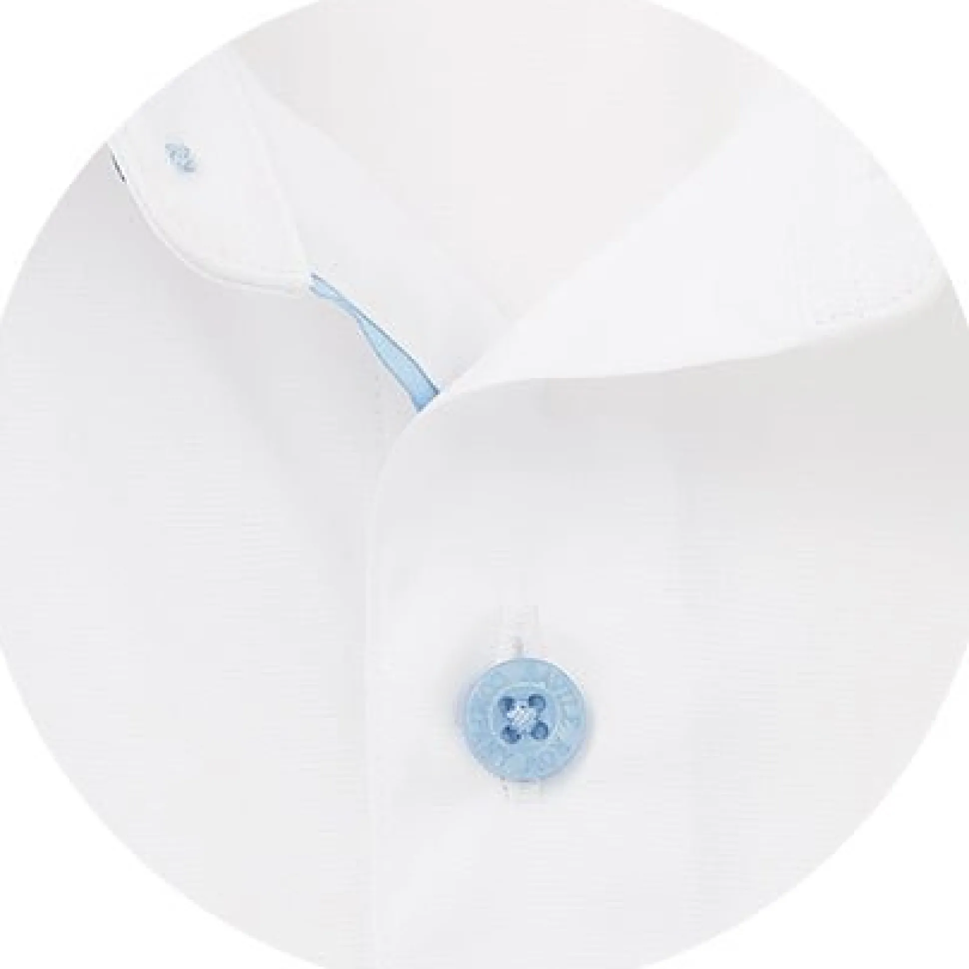 White Slim Fit Blue Button Smart-Casual Shirt - Single Cuff