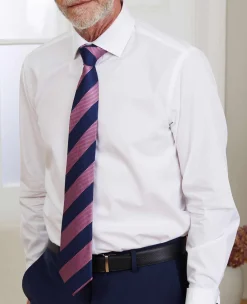 White Slim Fit Cotton Poplin Formal Shirt - Single or Double Cuff