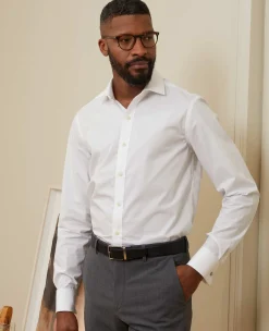 White Slim Fit Cotton Poplin Formal Shirt - Single or Double Cuff