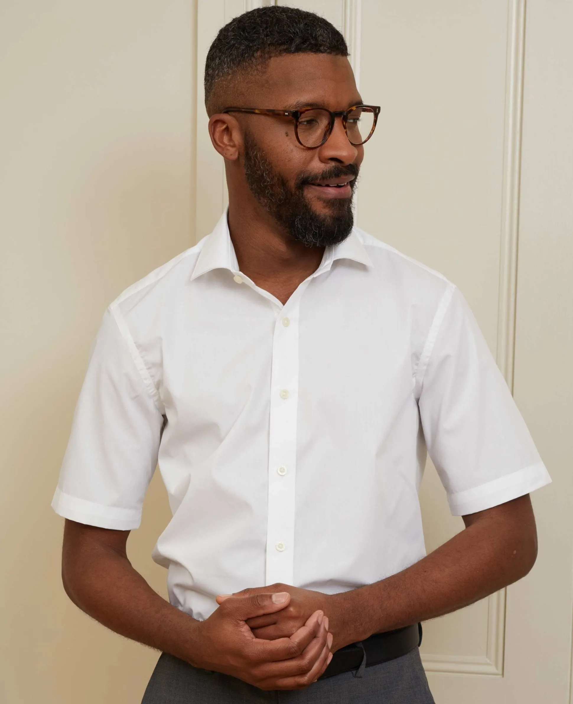 White Slim Fit Short Sleeve Shirt
