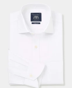 White Textured Cotton Classic Fit Formal Shirt - Single Cuff