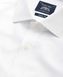 White Textured Cotton Classic Fit Formal Shirt - Single Cuff