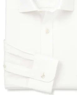White Textured Cotton Classic Fit Non-Iron Shirt - Single Cuff