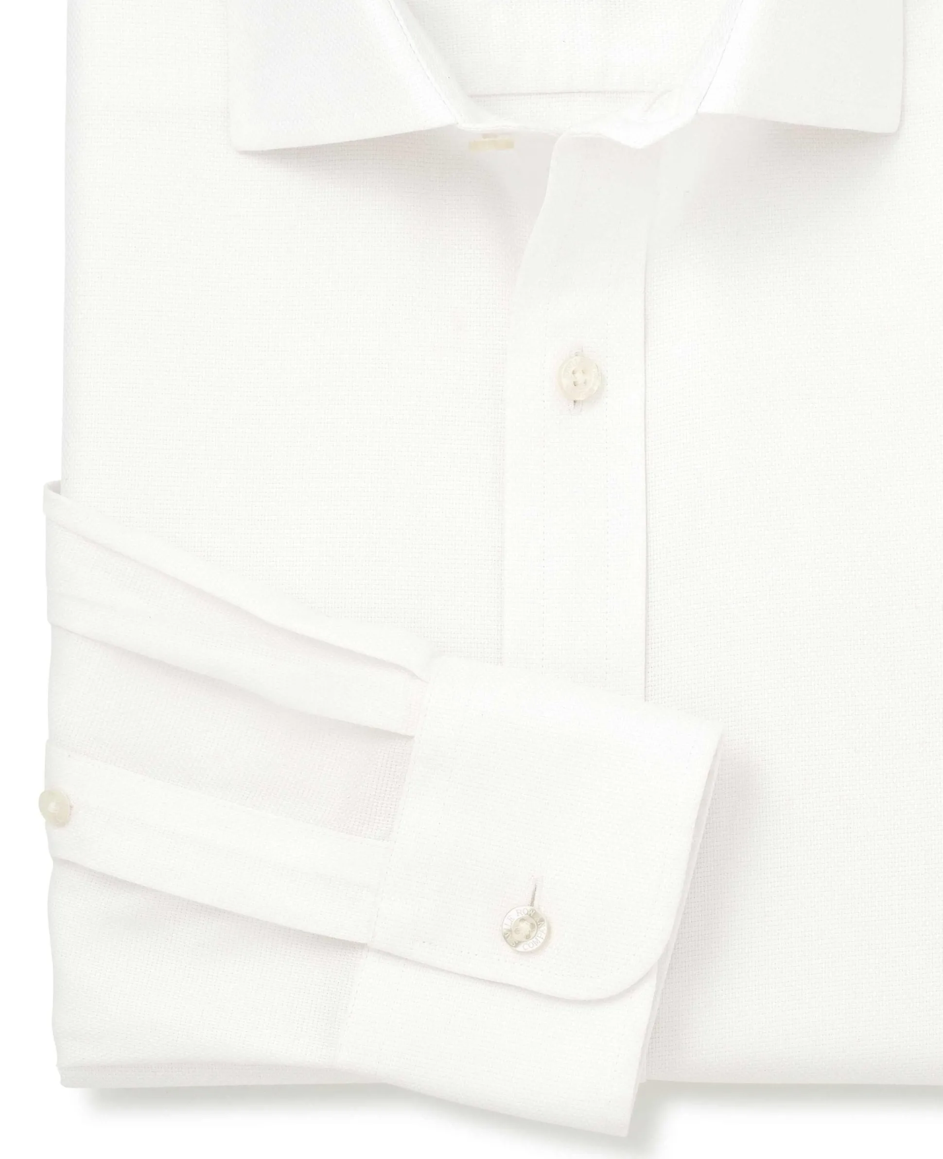 White Textured Cotton Classic Fit Non-Iron Shirt - Single Cuff