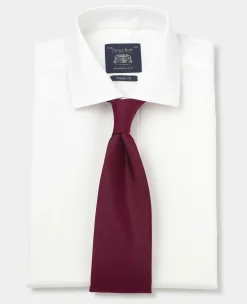 White Textured Cotton Classic Fit Non-Iron Shirt - Single Cuff