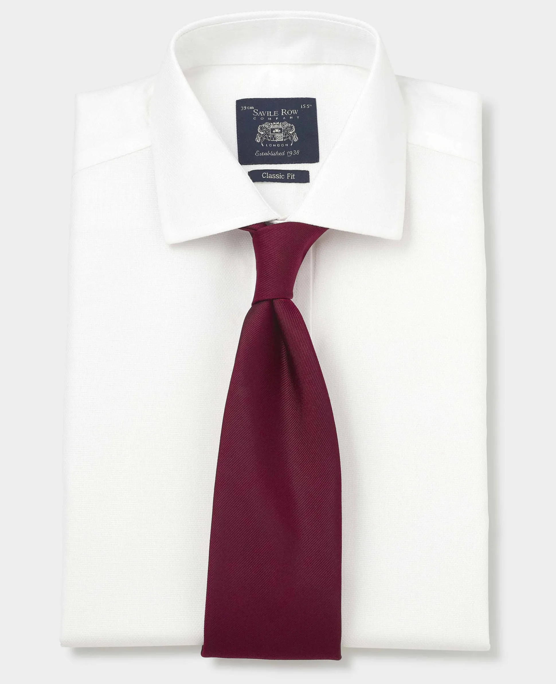 White Textured Cotton Classic Fit Non-Iron Shirt - Single Cuff