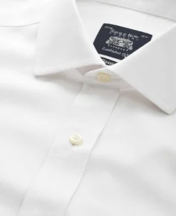 White Textured Cotton Classic Fit Non-Iron Shirt - Single Cuff