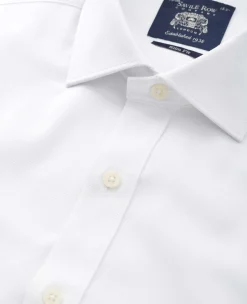 White Textured Cotton Slim Fit Formal Shirt - Double Cuff
