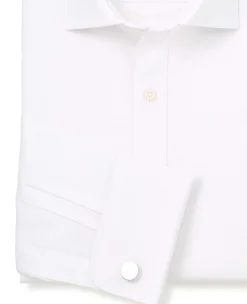 White Textured Cotton Slim Fit Formal Shirt - Double Cuff